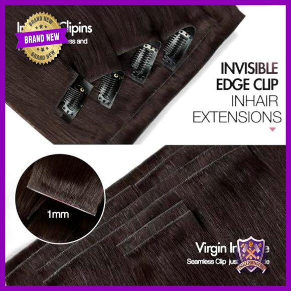 18 Inch Human Hair Clip-In Extensions 7 Piece Set Invisible Weft main image 6